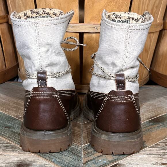 Timberland Earthkeepers Fold Down Canvas Brown Leather Waterproof Boots Womens 6 - Picture 8 of 13